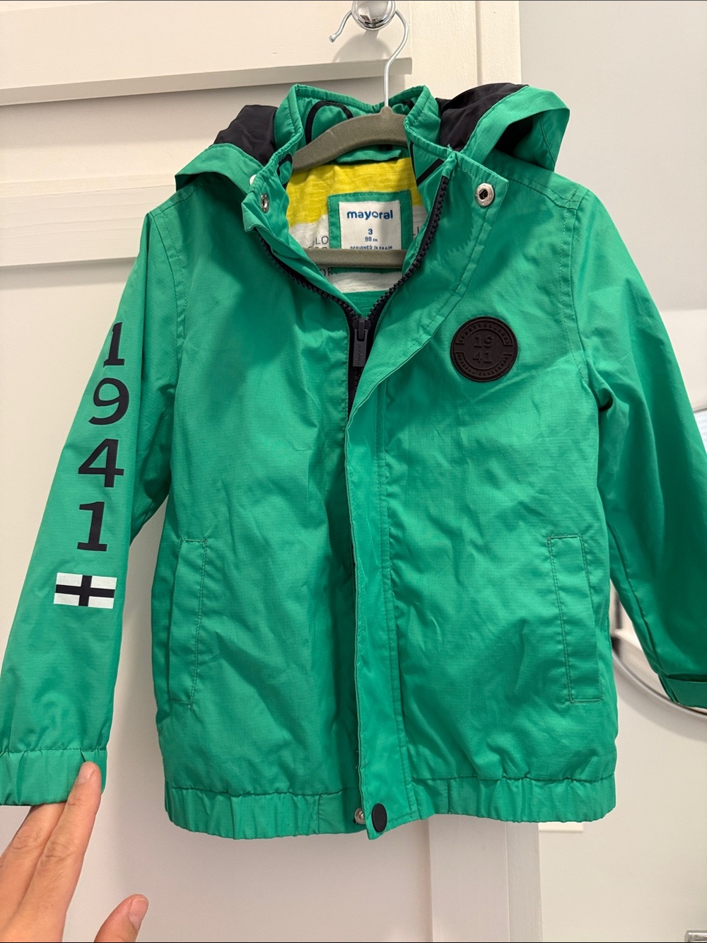 Mayoral Bright Green Hooded Kids' Rain Jacket